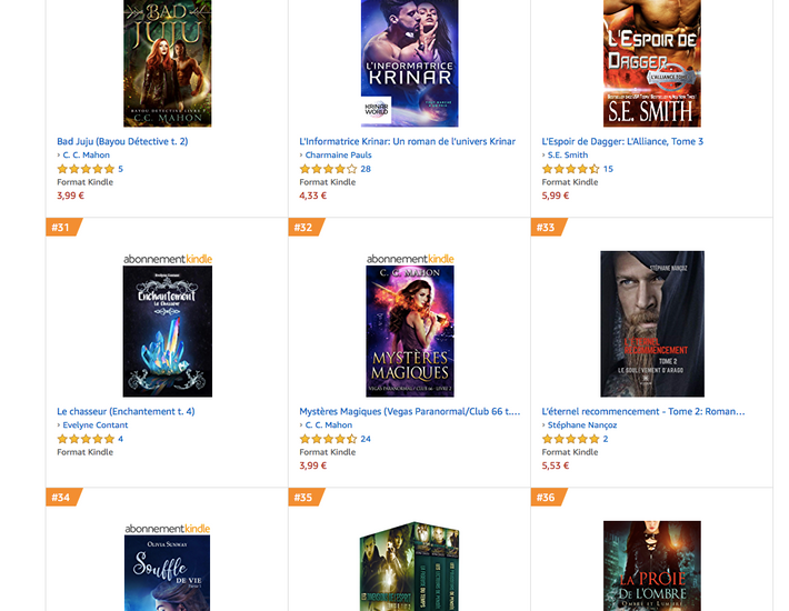 Top 33 des ventes fantasy sur Amazon.fr, merci